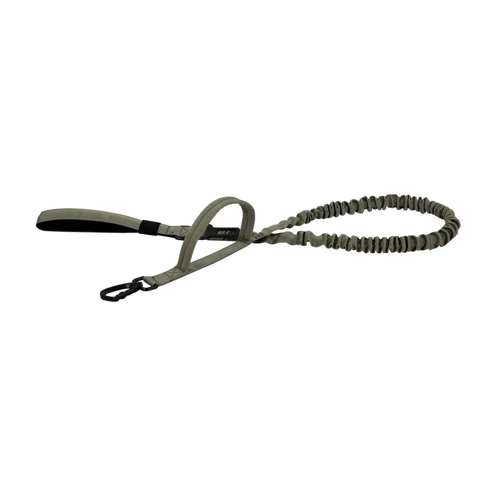 Military Style Dog Leash With Adjustable Length And Quick Release Elastic Rope