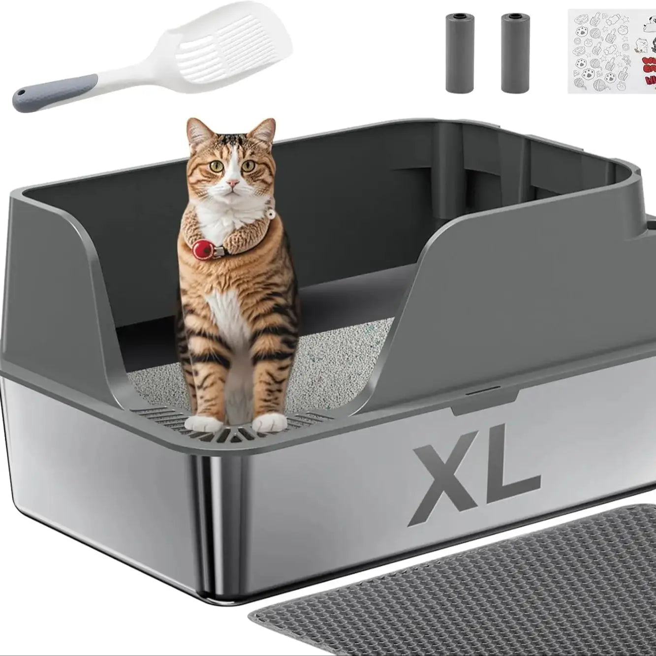 Stainless Steel Cat Litter Box With Lid For Large Cats