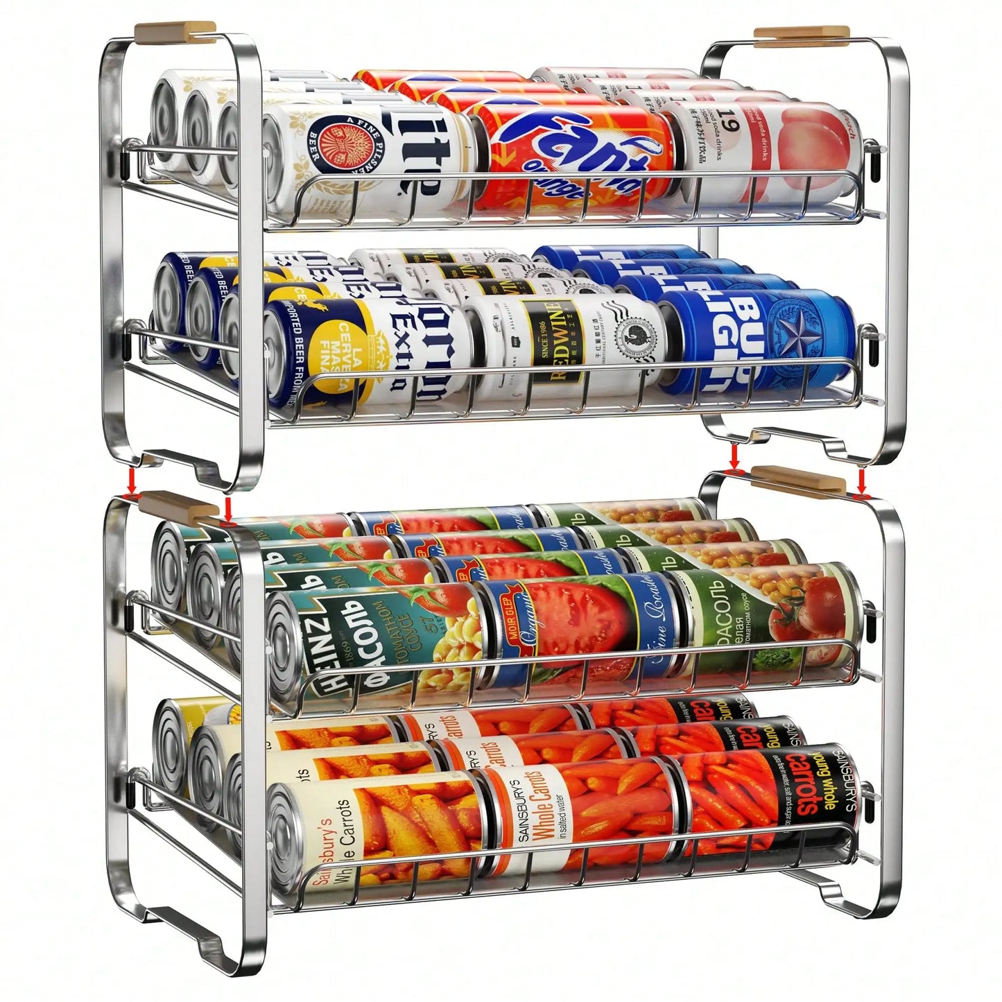 2-Pack Two-Tier Stackable Can Organizer For Pantry And Kitchen