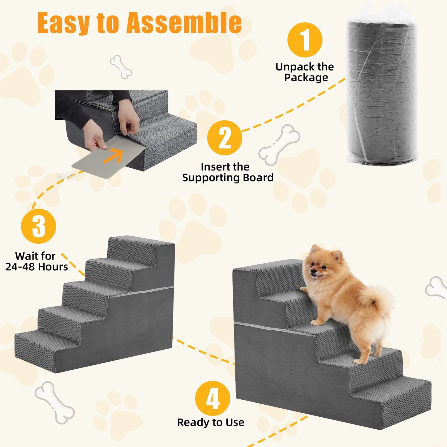 Foam Canine Staircase 3 to 5 Step Right Angled Ramp