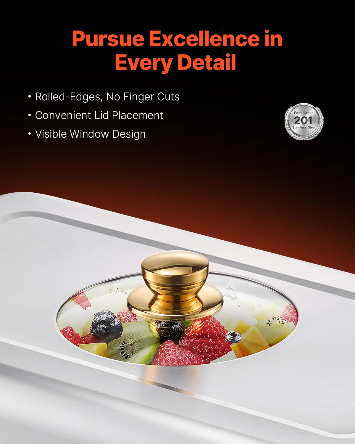 SucceBuy Chafing Dish Buffet Set Stainless Steel Rectangular Warmer