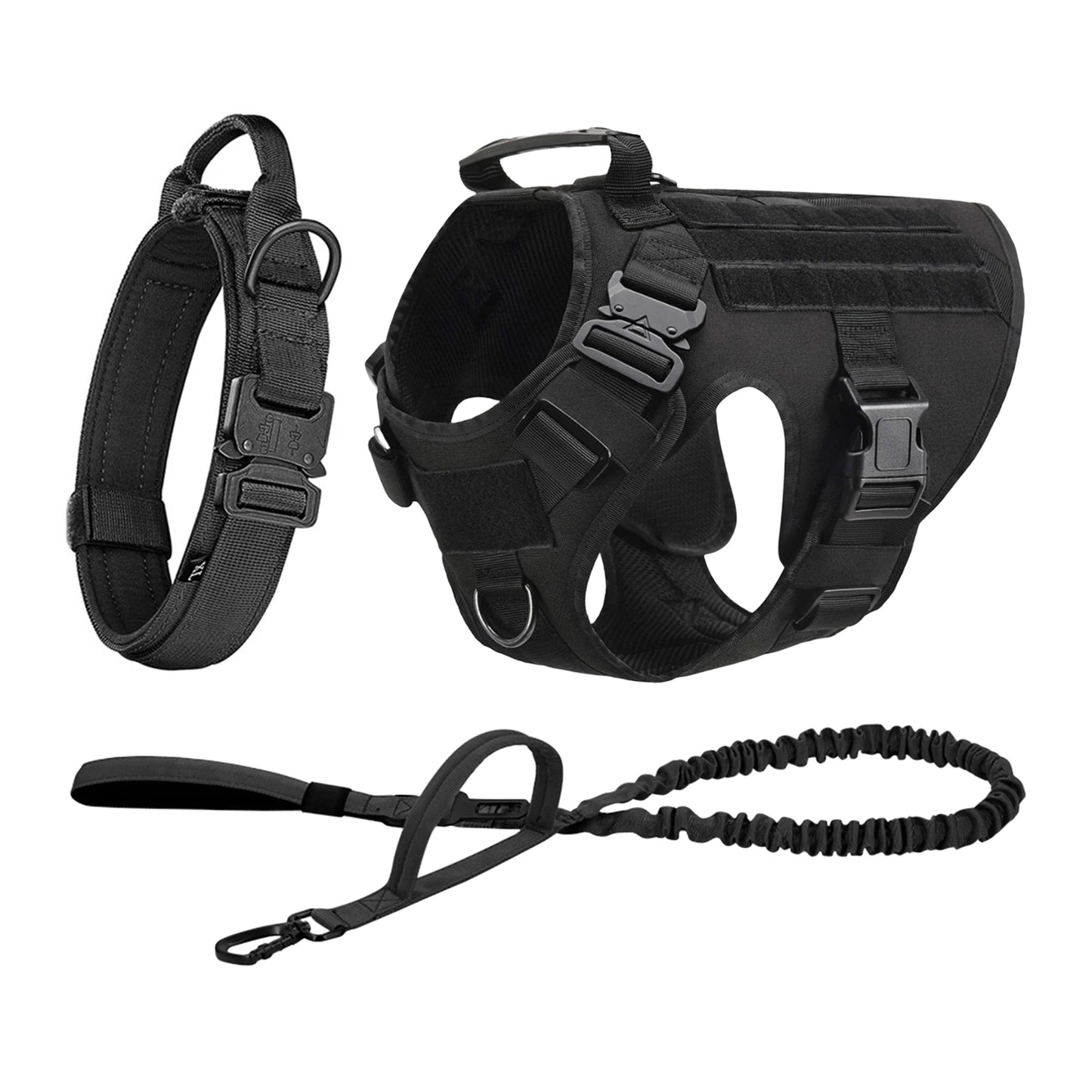 Tactical Dog Harness With Molle Pouches Nylon Padded Breakaway Design