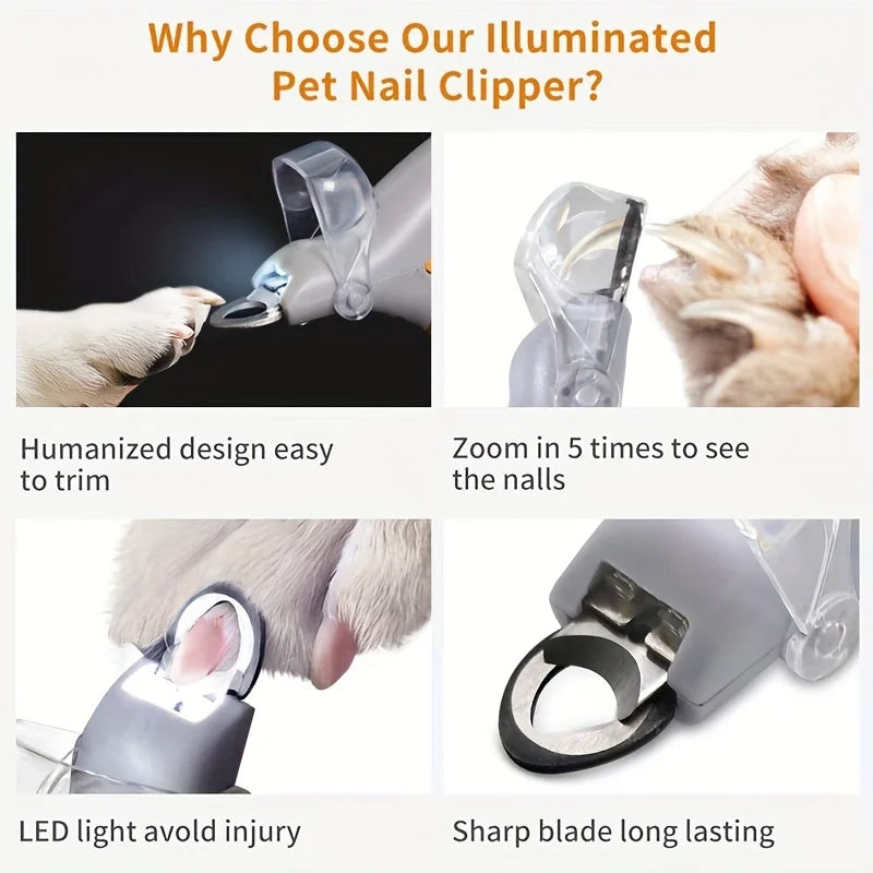 LED Nail Clipper With Light For Cats And Dogs Safe