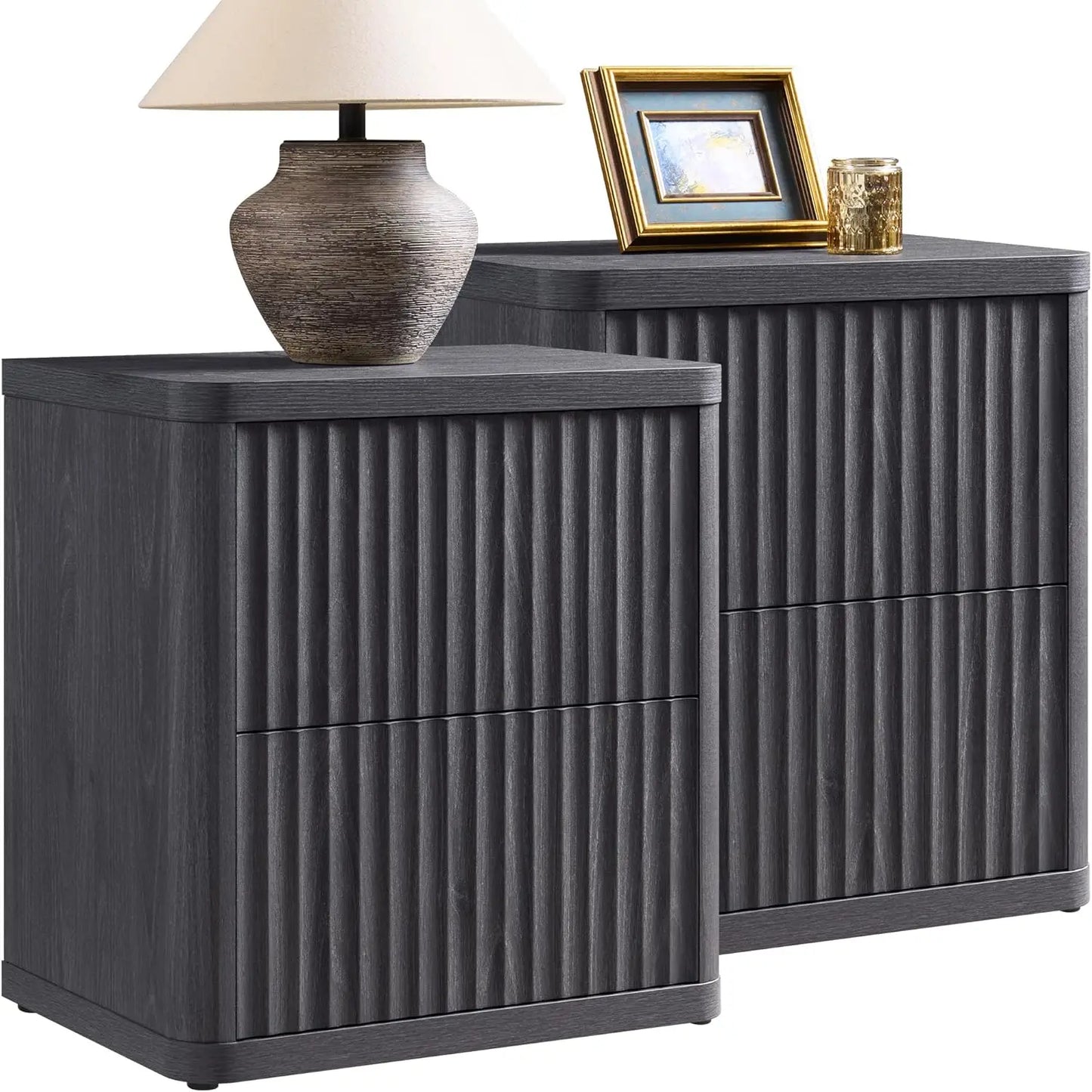 Frame Nightstands Set of 2 Modern Bedside Tables with Drawers
