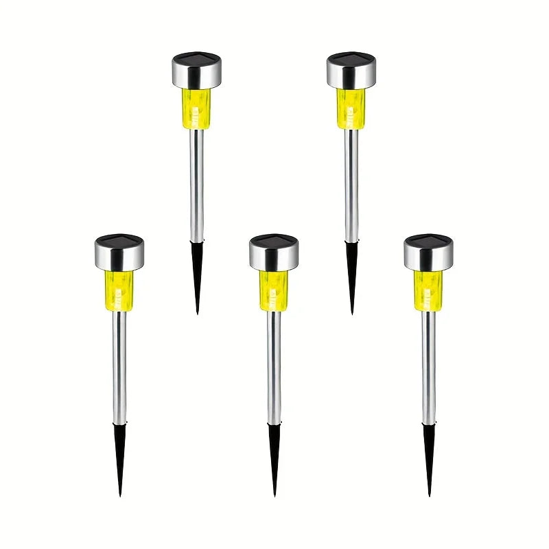 5pcs   Lawn Light Solar Ground Plug Light Stainless Steel Small Tube Light Outdoor Landscape Lighting For Backyard Patio