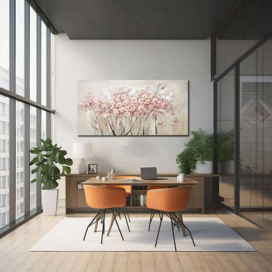 White Floral Oil Painting Canvas Art Wall Decor Modern Botanical Picture Graffiti Wall Art for Bedroom Living Room Kitchen Offic