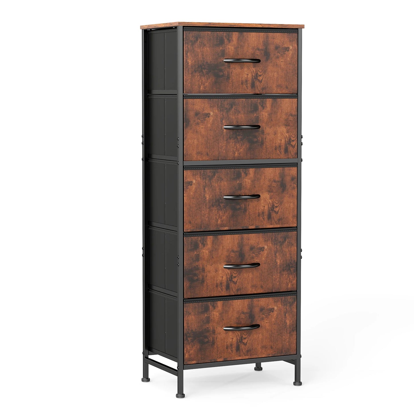 JHK Modern Dresser With Fabric Drawers On Steel Frame