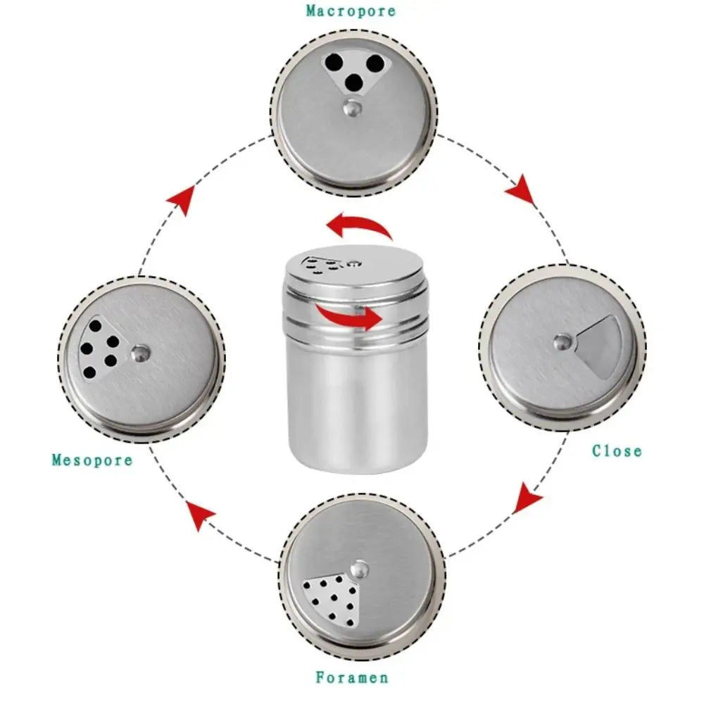 Stainless Steel Seasoning Jar With Rotating Lid Spice Shaker