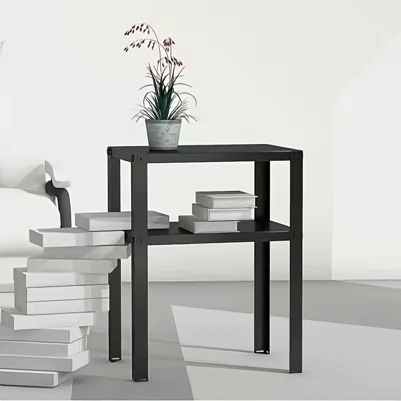 Industrial Metal Floor Storage Rack Nightstand Shelving Unit