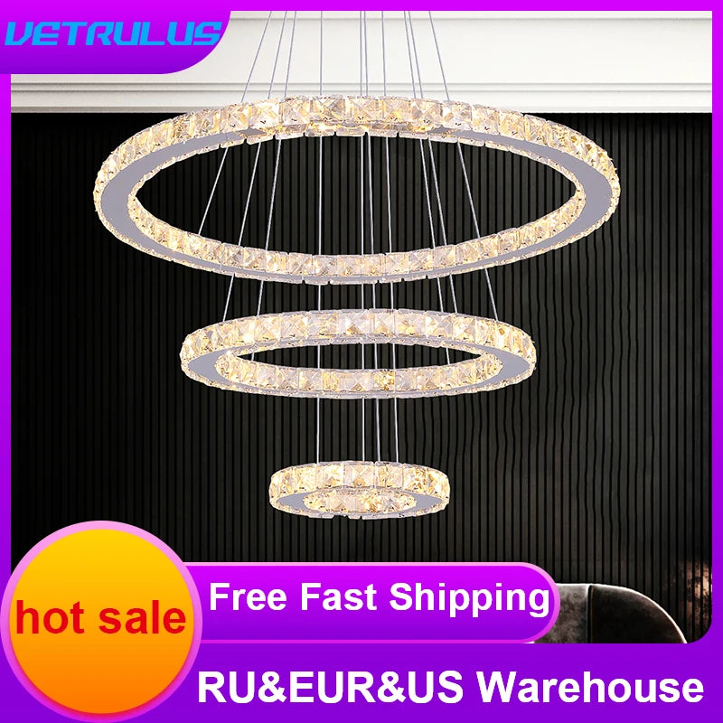 VETRULUS Modern Crystal LED Pendant Light